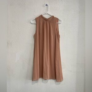 Wayf Peach Sleeveless Ruffle-Neck Mini Dress